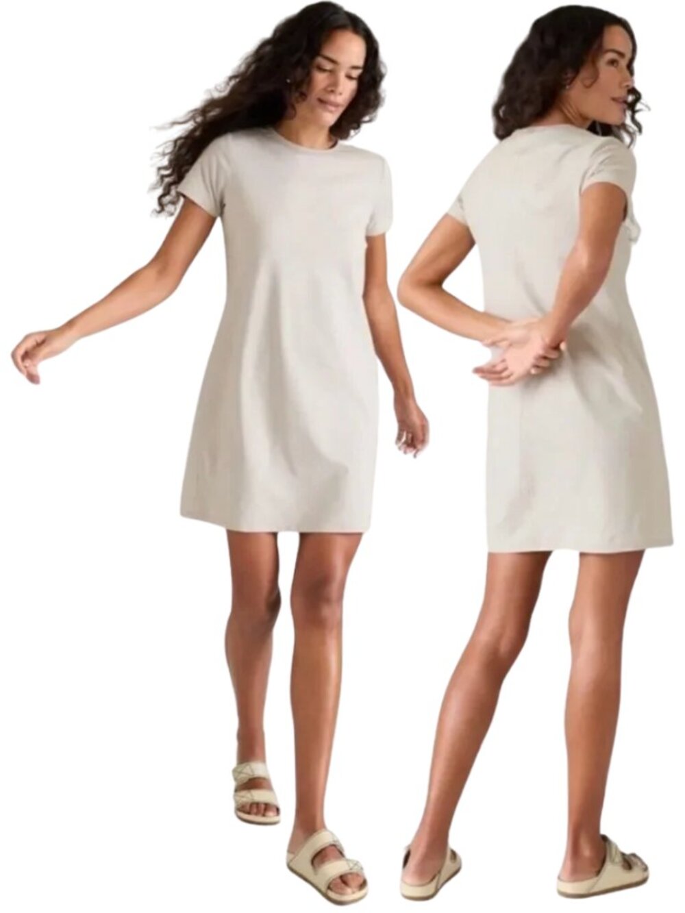 Athleta Essential Tee Dress Women's Medium Beige Abalone Minimalist Athleisure